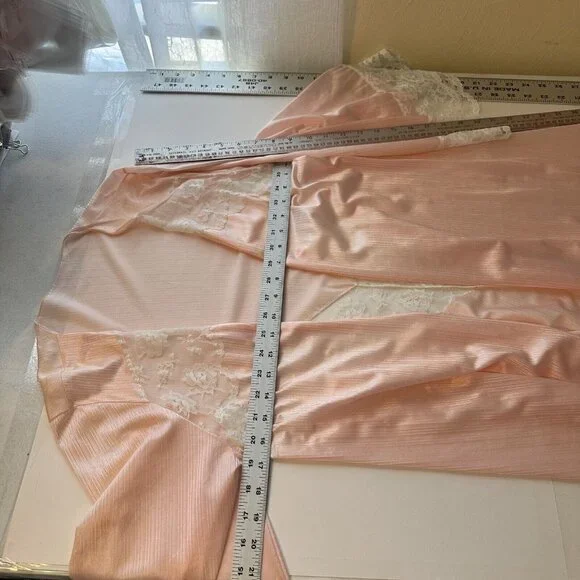 Vtg Miss Elaine Nylon Lace Nightgown & Robe Set Womens Neglige Union Made M
